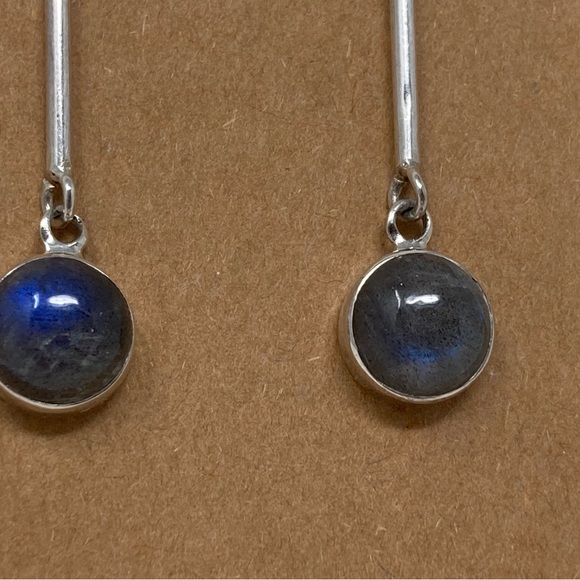 Sterling Silver and Labradorite Drop Earrings - Picture 5 of 5